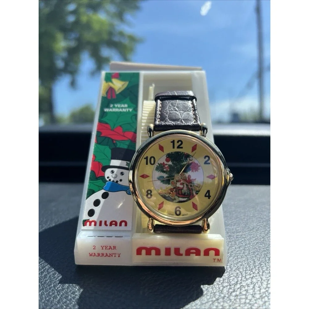 Vintage MILAN Christmas Watch w/ Original Display Stand